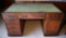 Antique Ca. 19th C. Partners Desk with Green Top Blotter, Caster Feet