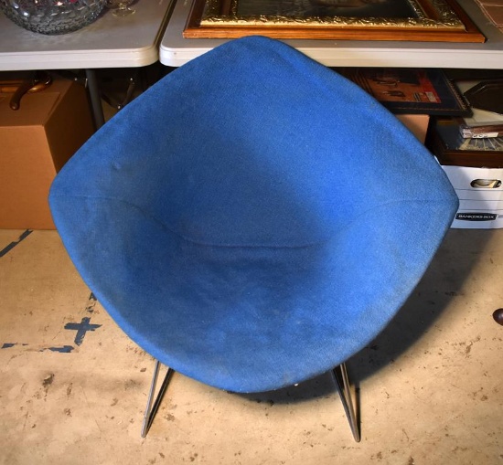 Vintage 1960s Mid-Century Harry Bertoia Blue Diamond Chair