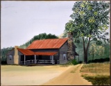 Judy Dunlap Stogner (South Carolina, -2013), Old Rusted Roof Home, Acrylic on Canvas, Unsigned