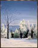 Judy Dunlap Stogner (South Carolina, -2013), Skiers, Acrylic on Canvas, Signed Lower Right