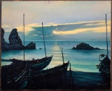 K.S. Kim (Korean, - ) Ocean Sunset, Oil on Canvas, Signed Lower Right