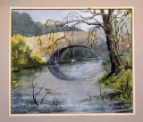 Frances Lee Garland (American, 20th C.) Stone Bridge, Watercolor on Paper, Signed Lower Left