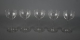 Set of 5 Elegant Etched Crystal Goblets