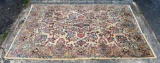 Vintage Ivory, Red & Blue 7 x 10' Hand Knotted Wool Persian Rug