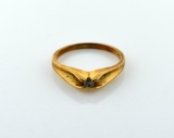 Vintage 10K Plumb Yellow Gold and Diamond Ring, Size 4.5, 0.06 Carat Round Cut Diamond