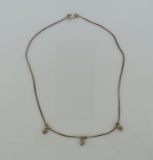 Vintage Sterling Silver 16” Necklace with Three Sterling Heart Pendants