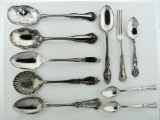 Lot of Vintage Silver Flatware: One Sterling Spoon and Nine Silver Plate Pieces