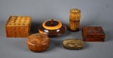 Lot of Six Carved Wood Collectible Boxes, Treen