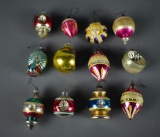 Box of Vintage Glass Christmas Ornaments, Made in Germany