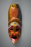 Latin American Carved Wood Hand Painted Mask