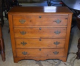 Antique 19th C. Diminutive Cherry Chippendale Style Four Drawer Chest