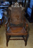 Antique 19th C. Carved Renaissance Revival Chair, Caned Seat & Back