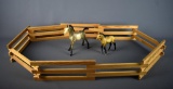 Pair of Small Vintage Breyer Foals with Folding Wooden Fence