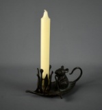 Cute Bronze Mouse on Floating Leaf Candle Holder