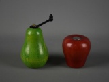 Carved Wood Apple and Pear Salt Shaker and Pepper Mill