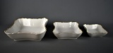 Set of Three Vintage White Porcelain Nesting Serving Bowls, Gilt Rimmed