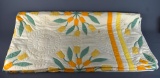 Antique Hand Stitched Yellow Tulips Quilt