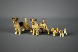 Lot of Vintage Hand Painted Lead Toy Dogs, Wire Fox Terriers