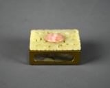 Vintage Asian Carved Stone Top Matchbox Cover or Matchsafe