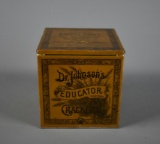 Antique Dr. Johnson's Educator Crackers Tin Litho Lidded Box