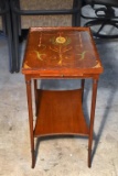 Vintage Elegant Mahogany Accent Table, Stenciled Top