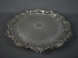 Vintage Engraved Silver Plate Serving Tray