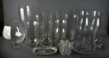 Lot of Clear Glass Hurricane Lamp Shades, Vases, Bowls, Etc.