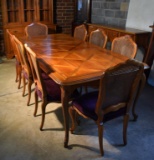 Set of 8 Beautiful Harden Furn. Cherry Dining Side Chairs, Caned Backs, Upholstered Seats