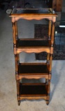 Fine Diminutive Walnut Curio Shelf with Embossed Bronze Metal Inserts