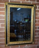 Handsome Gilt and Black Wood Frame Beveled Glass Wall Mirror