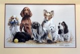 Jim Killen Artist Signed Print, Purebred Puppies, Signed Lower Right, Framed