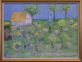 Patricia von Brog (Contemp.) “As I Remember Anne Hathaway's Cottage” Oil on Canvas, Sign. Lower Left