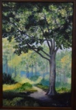 Judy Dunlap Stogner (So. Carolina, -2013), Large Oak By Path, Acrylic on Canvas, Signed Lower Right