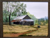 Judy Dunlap Stogner (So. Car., -2013), Old Metal Roofed House, Acrylic on Canvas, Signed Lower Left