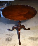 Vintage Queen Anne Style Mahogany Pie Crust Tea Table with Snake Feet
