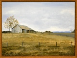 Judy Dunlap Stogner (South Carolina, -2013), Old Barn & Fence, Acrylic on Canvas, Signed Lower Left