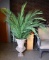 Lion's Head Design Large Plaster Material Planter Urn with Palm Fronds