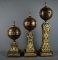 Set of Three Large Decorative Orbs on Columns