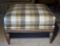 Large Contemporary Plaid Upholstered Ottoman with Reeded Legs