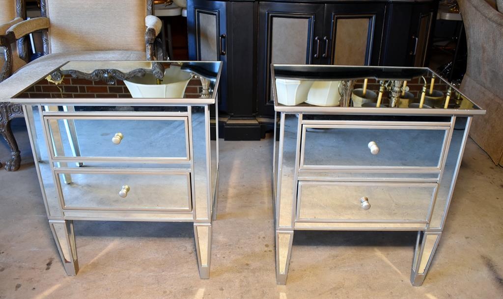 Pair Of Pottery Barn Mirrored Finish End Tables Estate