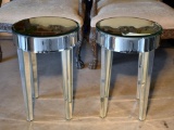 Pair of Round Mirrored Finish Accent Tables