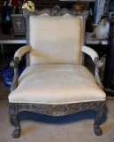 Contemporary Oversized Paw Footed Chair & Half, Neutral Upholstery, Lots 19 & 20 Match