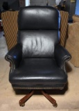 Fine Bradington Young Black Leather Executive Desk Chair, Nailhead Trim