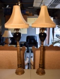 Pair of Exquisite Palm Tree Form Sideboard Lamps