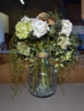 Lovely Hydrangea Floral Arrangement in Large Glass Jar