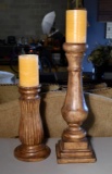 Pair of Coordinating Electric Pillar Candle Lamps