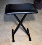 Black Bonded Leather Top Folding Stool