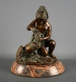Charming 10” Bronze, Young Girl with Dog