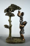 Beautiful 17” Figurine, Children Taking Fruit From Tree