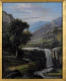 Framed Oil Painting, Unsigned, Waterfall